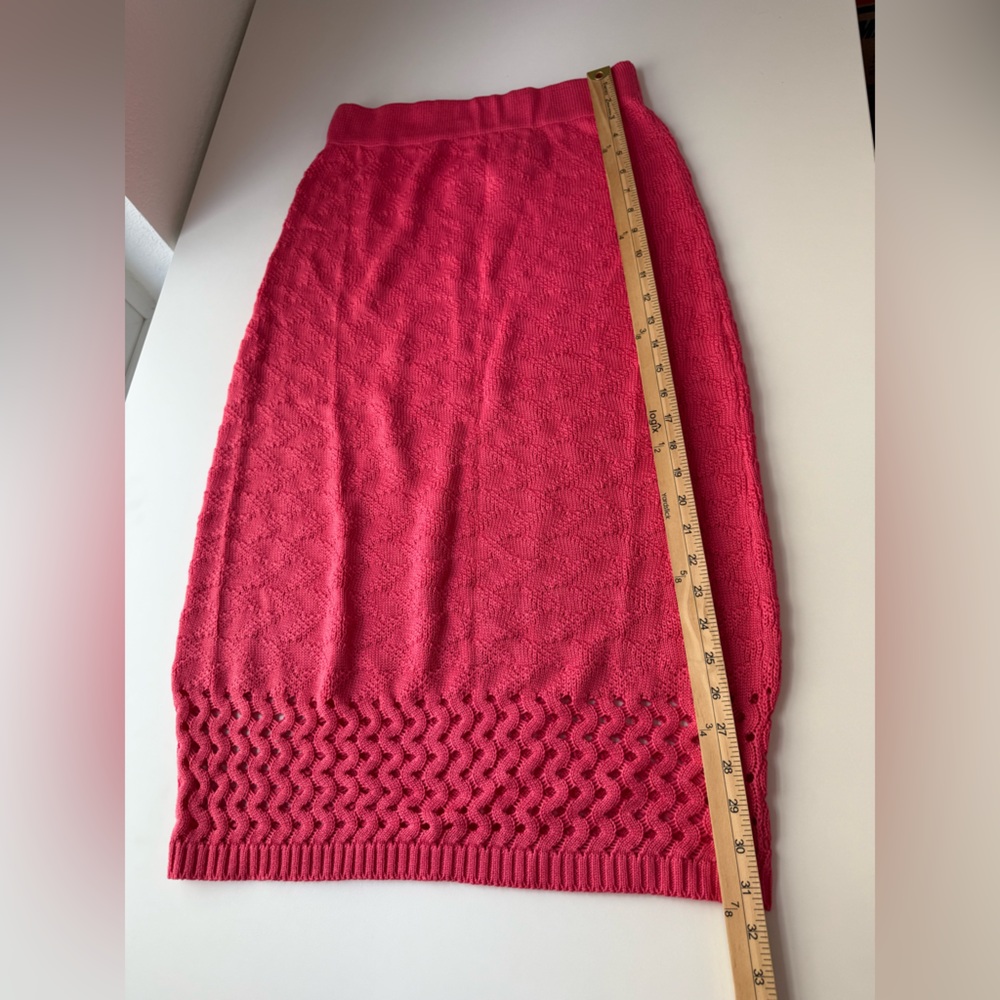 NWT Anthropologie Peixoto Leni Knit Midi Skirt Pink Sz Large - Picture 11 of 11